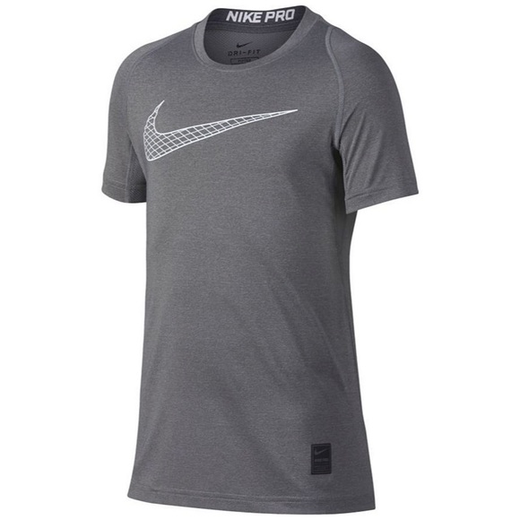 Nike Dri-Fit Pro Logo-Print T-Shirt Grey Boys’ XL